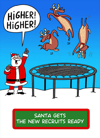 Reindeer Trampoline Training Christmas Ecard Cover