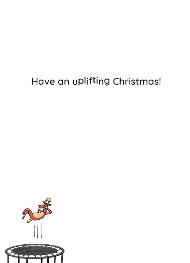 Reindeer Trampoline Training Christmas Ecard Inside