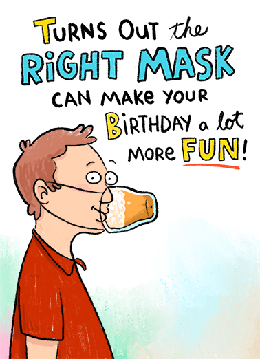 Right Mask BDAY Birthday Card Cover