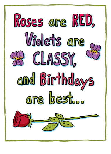 Roses are Red Birthday Illustration Card Cover