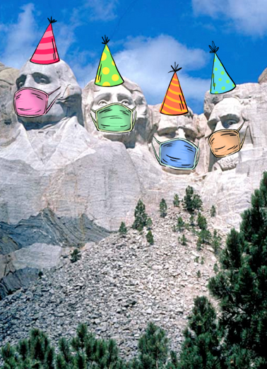 Rushmore Party Hats Coronavirus Ecard Cover