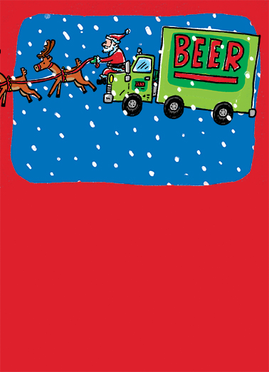 Santa Beer Truck 5x7 greeting Ecard Cover