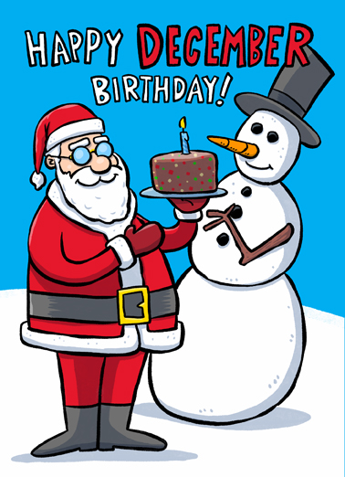 Santa December Birthday Cartoons Card Cover