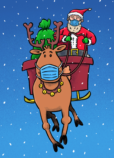 Santa Deer Mask Biz Christmas Card Cover