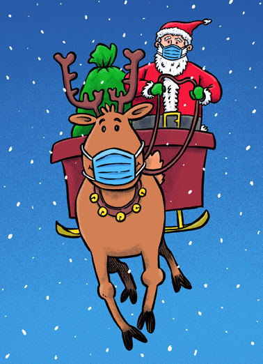 Santa Deer Mask Christmas Ecard Cover