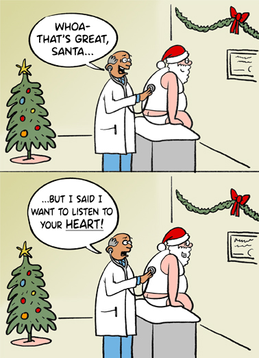 Santa Doctor Heart - Funny Christmas Card to personalize and send.