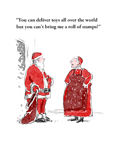 Santa Forgot Stamps - Funny Christmas Card to personalize and send.