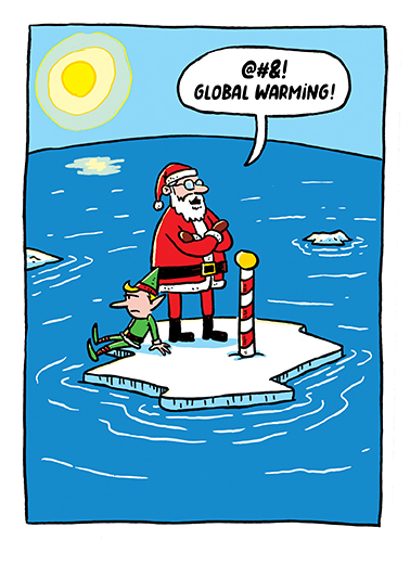 Santa Global Warming Cartoons Card Cover