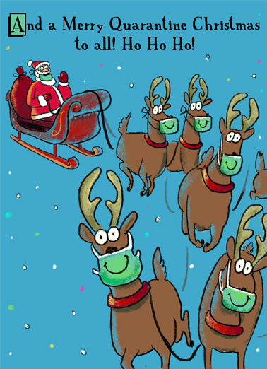 Santa Reindeer Masks Pandemic Card Cover