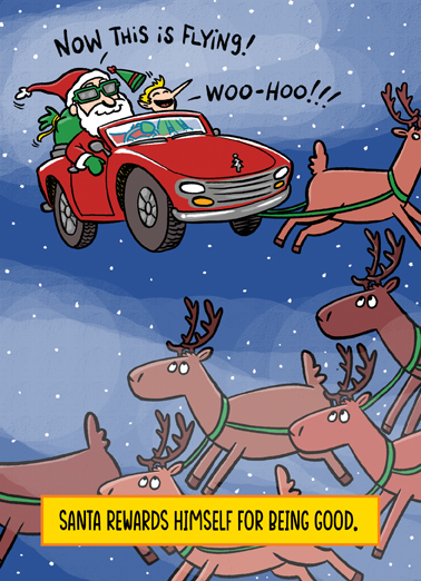 Santa Rewards Himself Christmas Card Cover