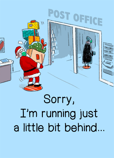 Santa Running Behind  Ecard Cover
