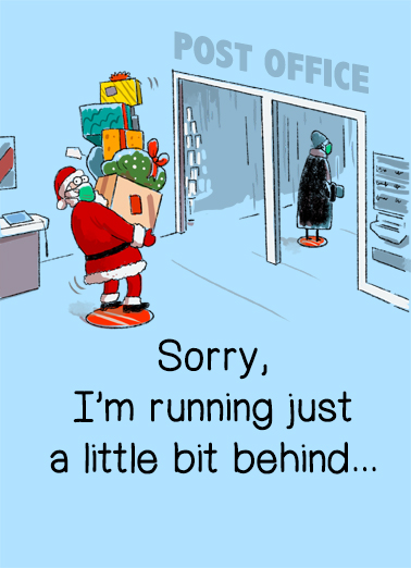 Santa Running Behind  Card Cover