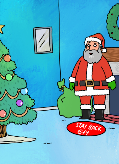 Santa Stay Back Funny Card Cover