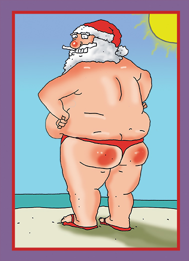 Santa Sunburn Christmas Card Cover
