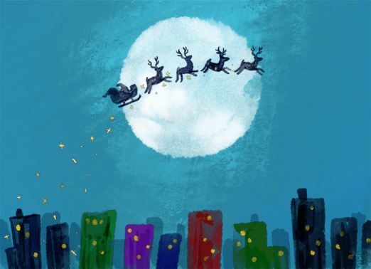 Santa Town Christmas Card Cover