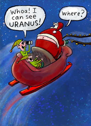 Santa Uranus - Funny Christmas Card to personalize and send.