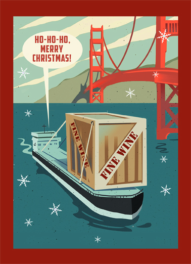 Santa Wine Barge Christmas Ecard Cover
