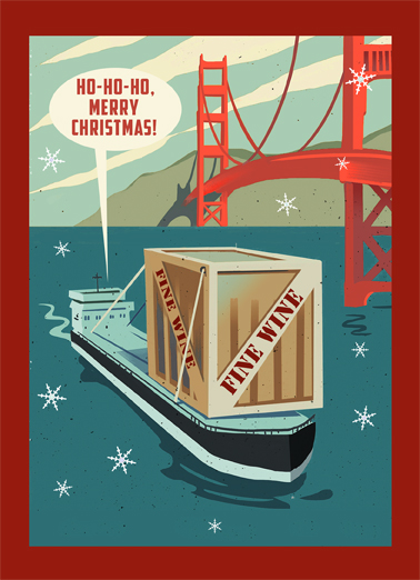 Santa Wine Barge  Ecard Cover