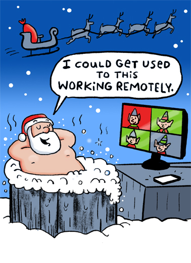 Santa Work Home Quarantine Card Cover