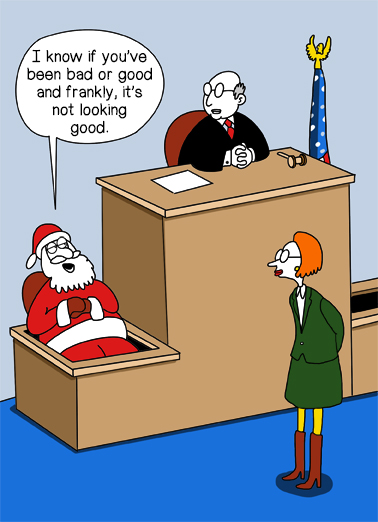 Santa in Court Santa Ecard Cover