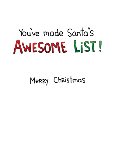 Santa's Awesome List Christmas Card Inside