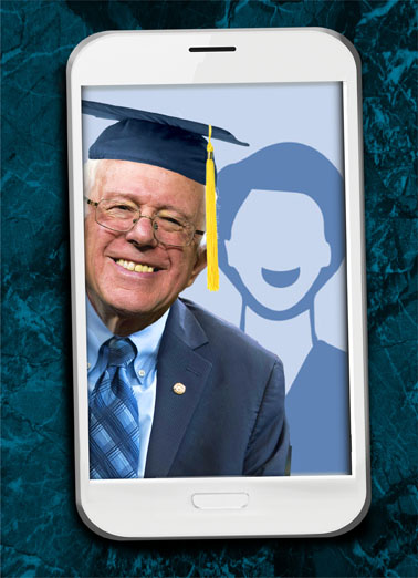 Selfie Bernie Grad  Ecard Cover