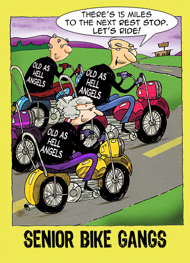 Senior Bike Gangs Cartoons Ecard Cover