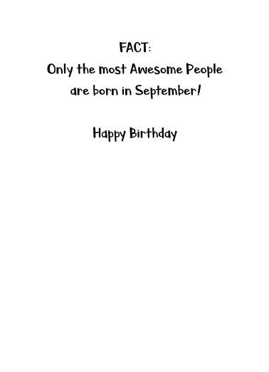 September Bday Facts Birthday Card Inside