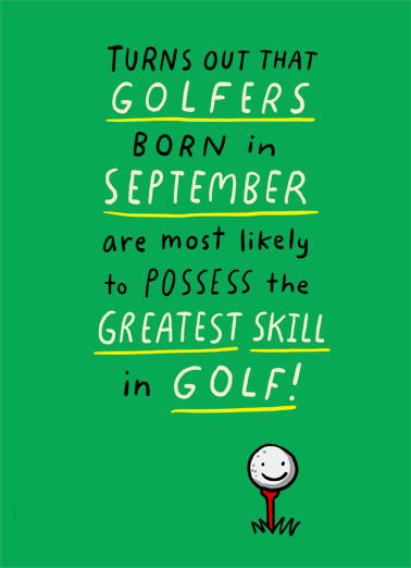 September Golfer September Birthday Card Cover