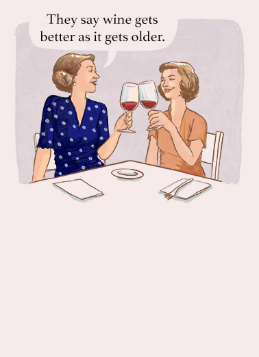 Sitting Wine Birthday Card Cover