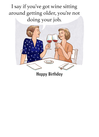 Sitting Wine Birthday Card Inside