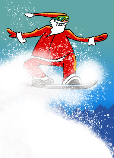 Snowboard Santa Christmas Ecard Cover