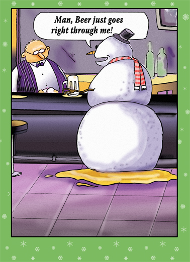 Snowman Beer Seasons Greetings Card Cover