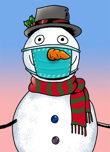 Snowman Mask Coronavirus Ecard Cover