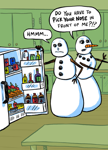 Snowman Pick Nose Christmas Ecard Cover