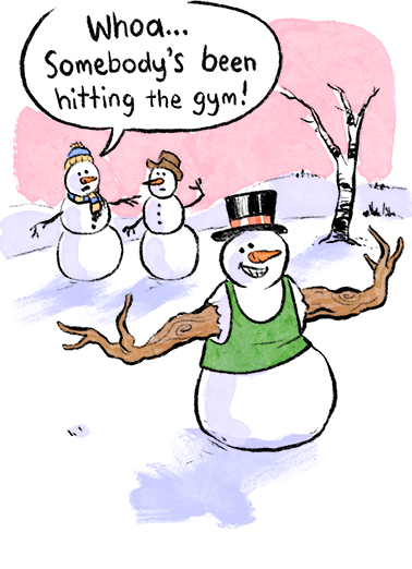 Snowman Work Out - Funny Christmas Card to personalize and send.