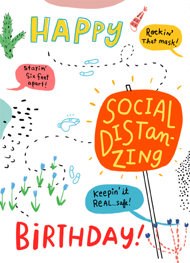 Social Distance Birthday New Normal Ecard Cover
