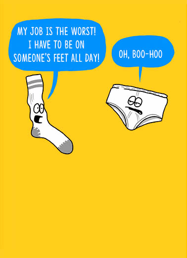Sock Says To Underwear Humorous Ecard Cover