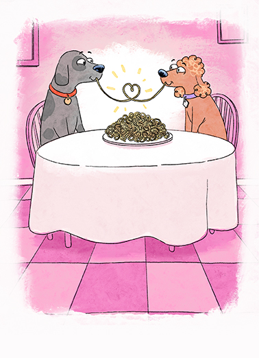 Spaghetti Heart Dogs Ecard Cover