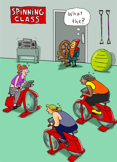 Spinning Class Rumple Exercise Ecard Cover