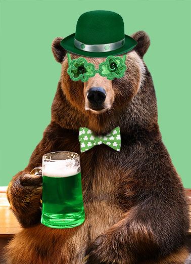 St Pats Green Bear St. Patrick's Day Card Cover