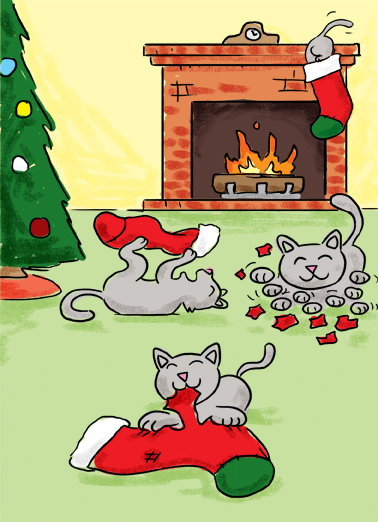 Stocking Kitties Christmas Ecard Cover