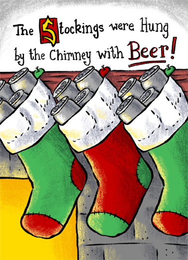Stockings Beer Christmas Card Cover