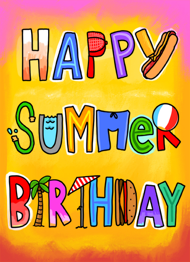 Summer Birthday Illustration Card Cover
