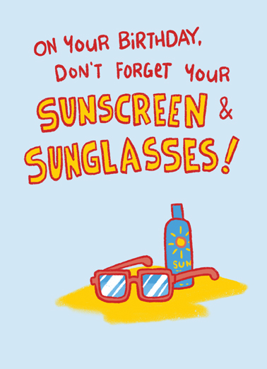Sunscreen and Sunglasses Birthday Card Cover
