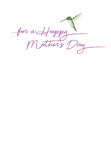 Sweet Hummingbird Mothers Day Mother's Day Ecard Inside