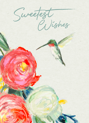 Sweet Wishes Hummingbird Flowers Card Cover