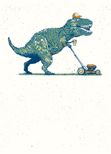 T Rex Mowing Father's Day Card Cover