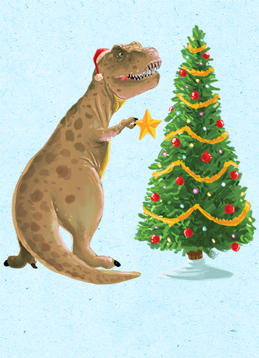 T-Rex Tree Christmas Card Cover