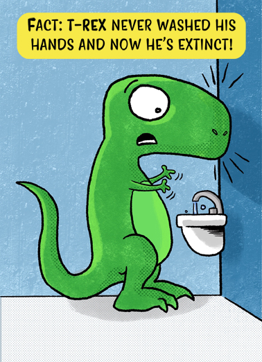 TRex Wash Hands Humorous Card Cover